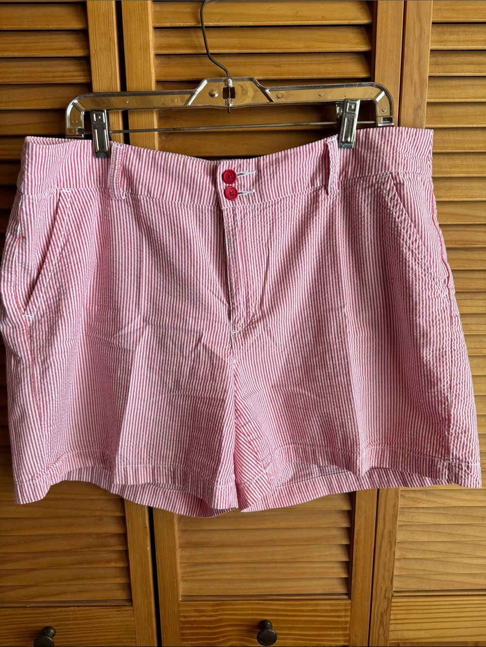 ALPINE Designs Pink Seersucker Striped Women's Shorts Size 14